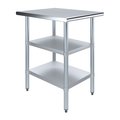 Amgood 30x24 Prep Table with Stainless Steel Top and 2 Shelves AMG WT-3024-2SH